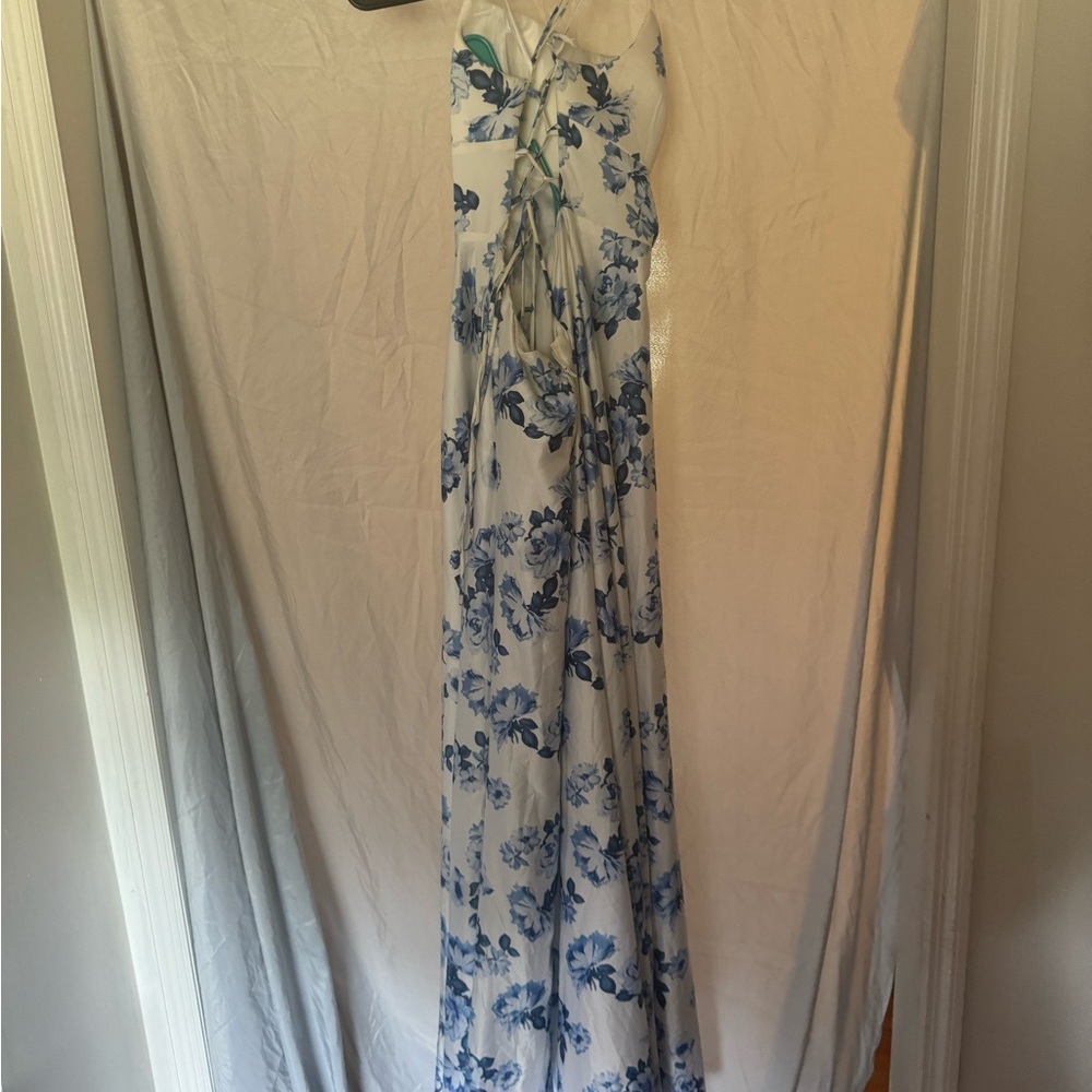 Blue and white prom dress